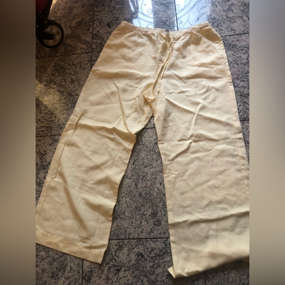 Pants - Casual woman butter yello Drawstring Lounge Pants with pockets